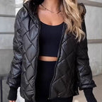 Women's Diamond Quilted Puffer Jacket – Retro Faux Fur Trim Hood, 90% Down Fill, -25℃ Warm for Holiday Gatherings & Urban Commute