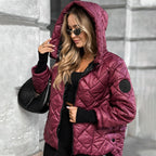 Women's Diamond Quilted Puffer Jacket – Retro Faux Fur Trim Hood, 90% Down Fill, -25℃ Warm for Holiday Gatherings & Urban Commute