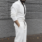 Men's Retro Casual Lapel Top & Drawstring Pants Set – Cotton-Linen Blend, Relaxed Fit for Weekend Brunch & Daily Errands