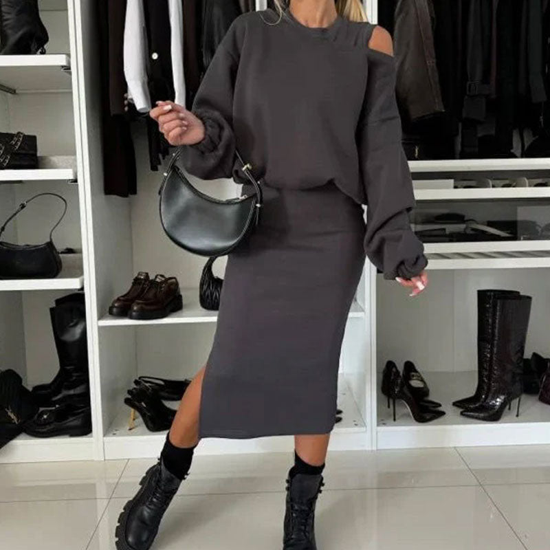 💃HOT SALE 49% OFF🍂🌟Chic & Cozy! Women's Sweatshirt + Sleeveless Dress 2-Piece Set