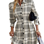 💫 French-Inspired Plaid A-Line Dress – Women’s Graceful Silhouette, Effortless Charm for Any Occasion!