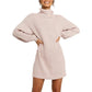 🌟Hot Sale 49% OFF🌟Women's Turtleneck Long Lantern Sleeve Loose Sweater Dress