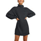 🌟Hot Sale 49% OFF🌟Women's Turtleneck Long Lantern Sleeve Loose Sweater Dress
