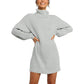 🌟Hot Sale 49% OFF🌟Women's Turtleneck Long Lantern Sleeve Loose Sweater Dress