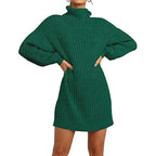 🌟Hot Sale 49% OFF🌟Women's Turtleneck Long Lantern Sleeve Loose Sweater Dress