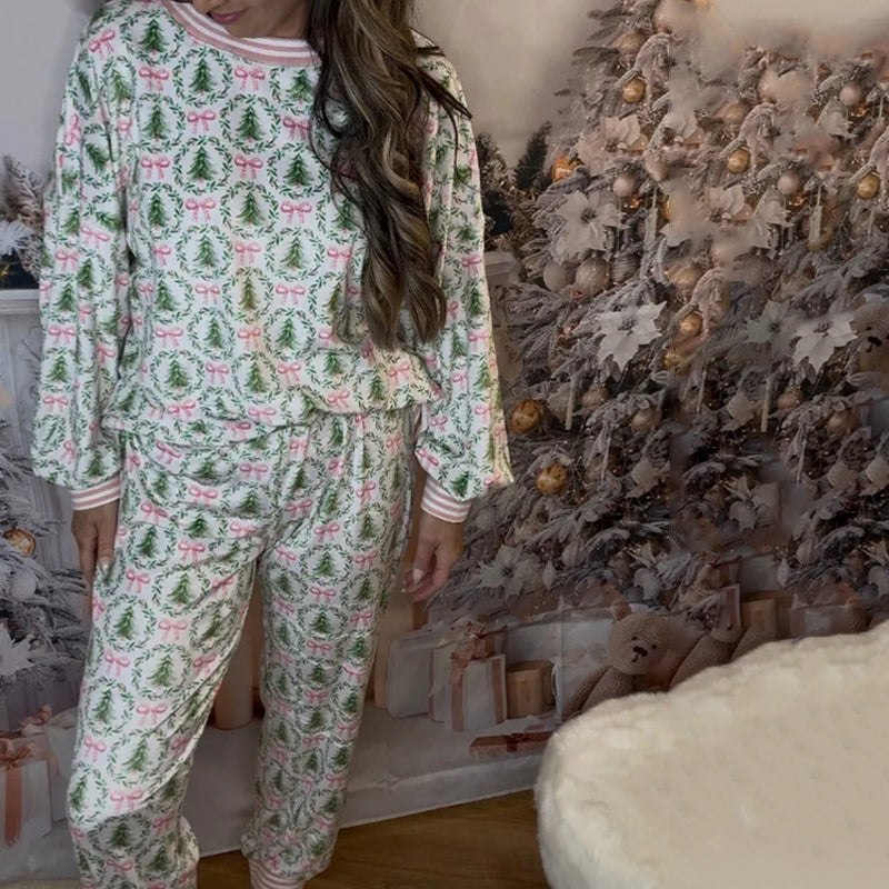 🎄 Cozy Christmas Long-Sleeve Pajama Set – Festive Prints & Soft Fabric, Perfect for Holiday Nights
