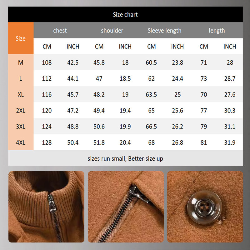 Men's Winter Business Tweed Coat – Warm Wool Tweed Fabric, Elegant for Cold-Weather Office & Events