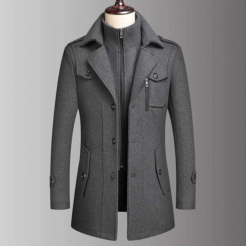 Men's Winter Business Tweed Coat – Warm Wool Tweed Fabric, Elegant for Cold-Weather Office & Events