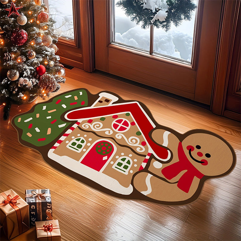 🎄🍪 Christmas Gingerbread Man Doormat – Non-Slip & Absorbent, Festive Welcome for Holiday Guests! #ChristmasDoormat