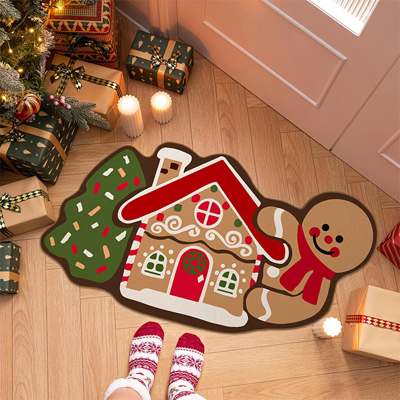 🎄🍪 Christmas Gingerbread Man Doormat – Non-Slip & Absorbent, Festive Welcome for Holiday Guests! #ChristmasDoormat