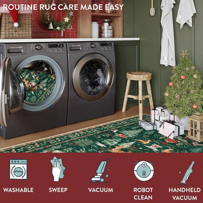 🎄🧶 Soft Non-Slip Christmas Rug – Plush Fabric + Anti-Skid Backing, Warm Festive Vibes for Living Room!