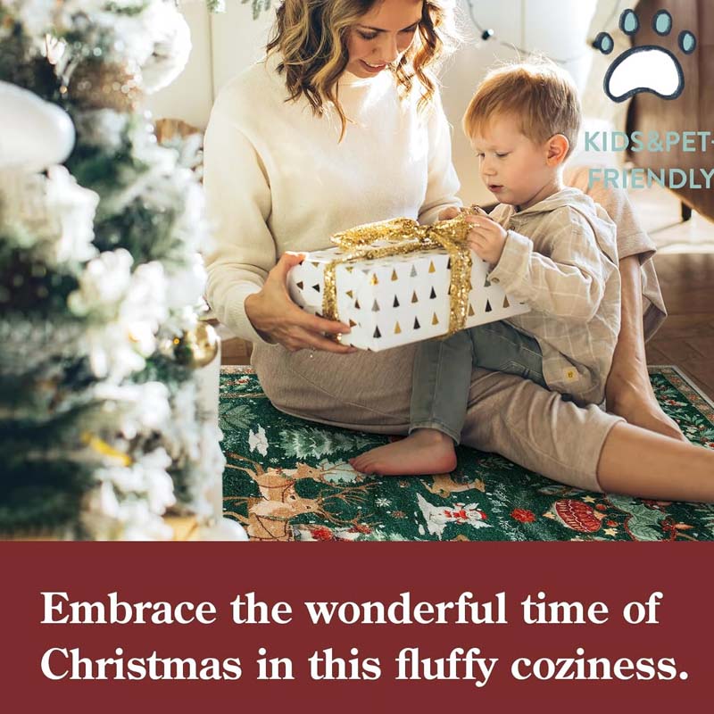 🎄🧶 Soft Non-Slip Christmas Rug – Plush Fabric + Anti-Skid Backing, Warm Festive Vibes for Living Room!