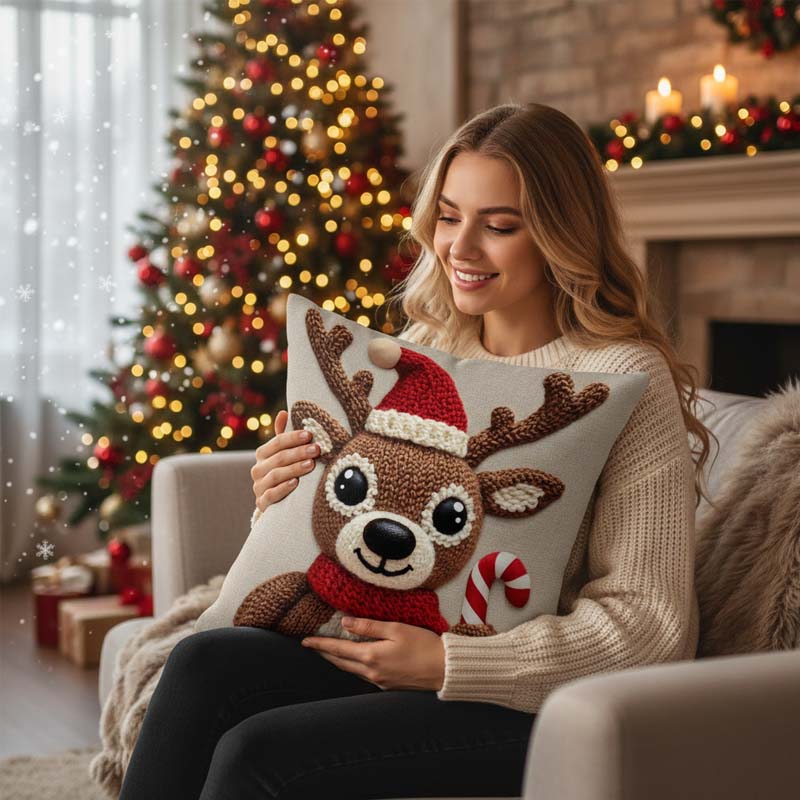 🎄⛄ Festive Christmas Character Pillow Cover – Santa/Snowman Prints, Instant Holiday Vibes for Your Sofa!