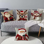 🎄⛄ Festive Christmas Character Pillow Cover – Santa/Snowman Prints, Instant Holiday Vibes for Your Sofa!