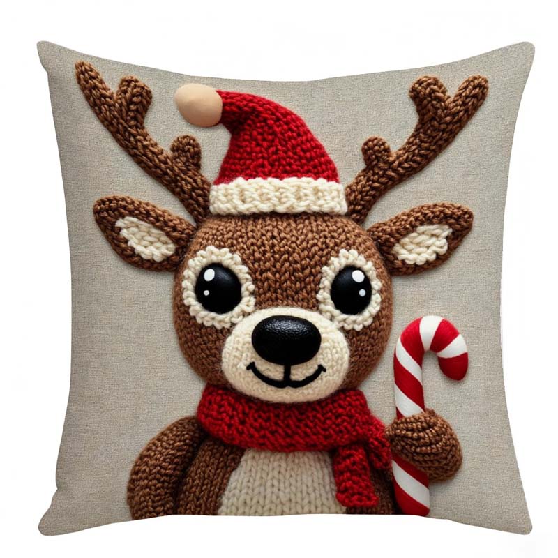🎄⛄ Festive Christmas Character Pillow Cover – Santa/Snowman Prints, Instant Holiday Vibes for Your Sofa!