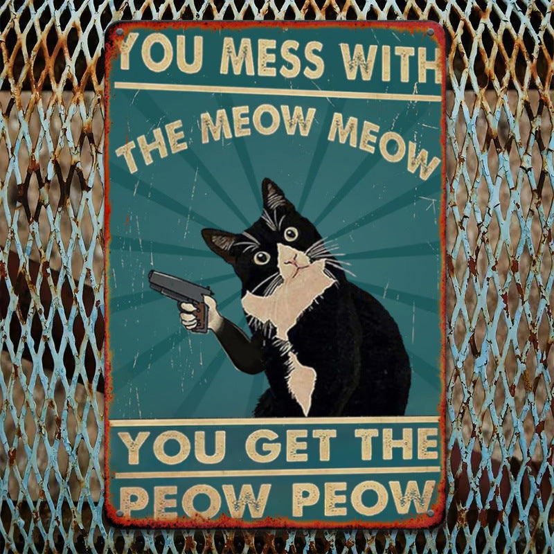 Funny Vintage Cat Tin Sign Decor