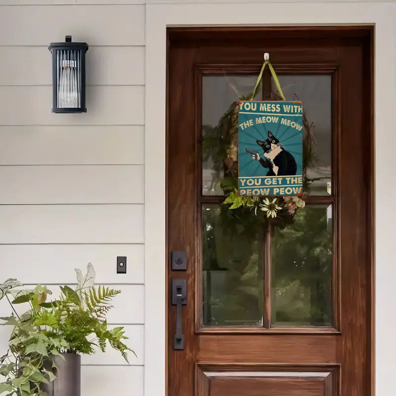 Funny Vintage Cat Tin Sign Decor