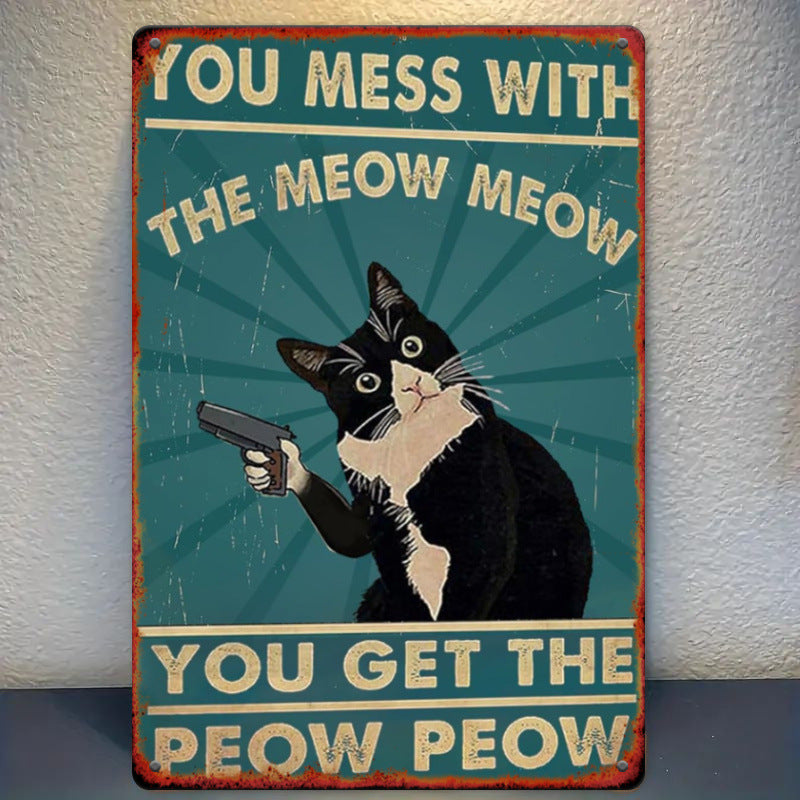 Funny Vintage Cat Tin Sign Decor