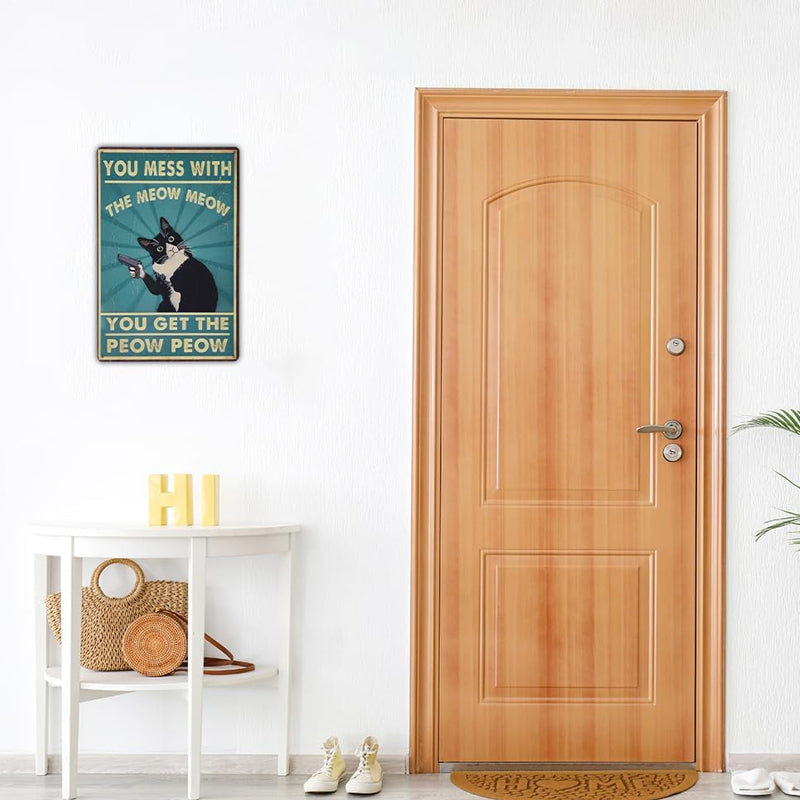 Funny Vintage Cat Tin Sign Decor