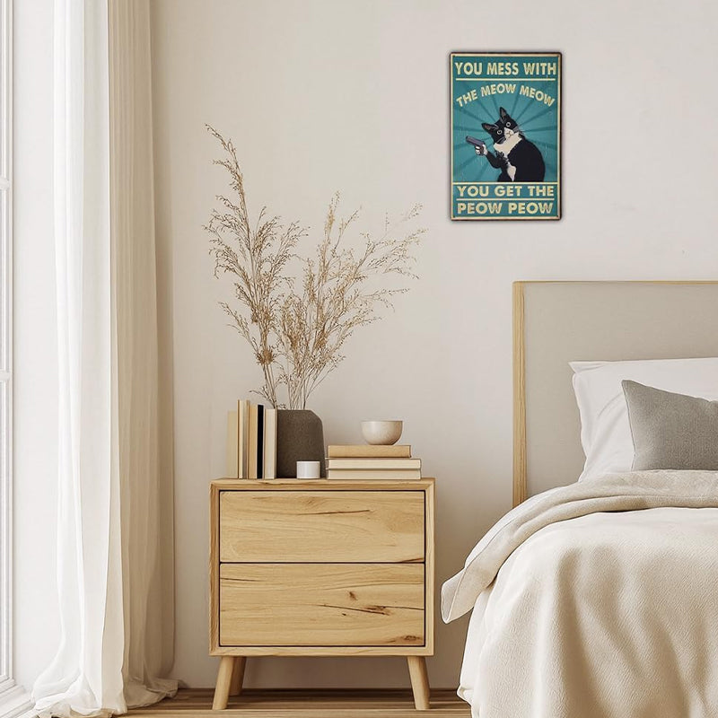 Funny Vintage Cat Tin Sign Decor