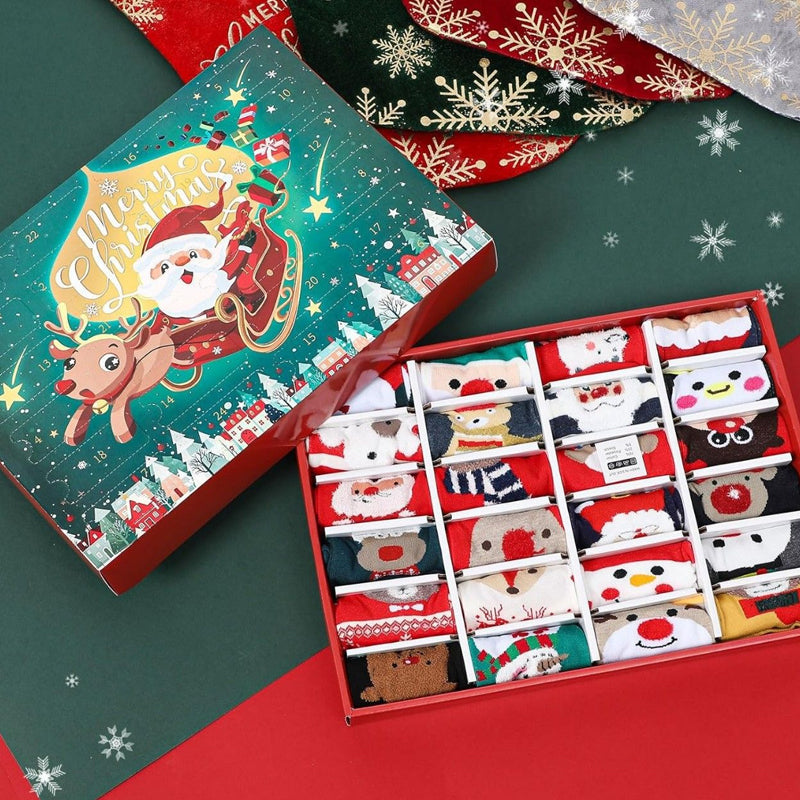 🎄🧦 50% OFF! Christmas Socks Advent Calendar – 24 Days of Festive Socks, Cute Designs for Kids & Adults!
