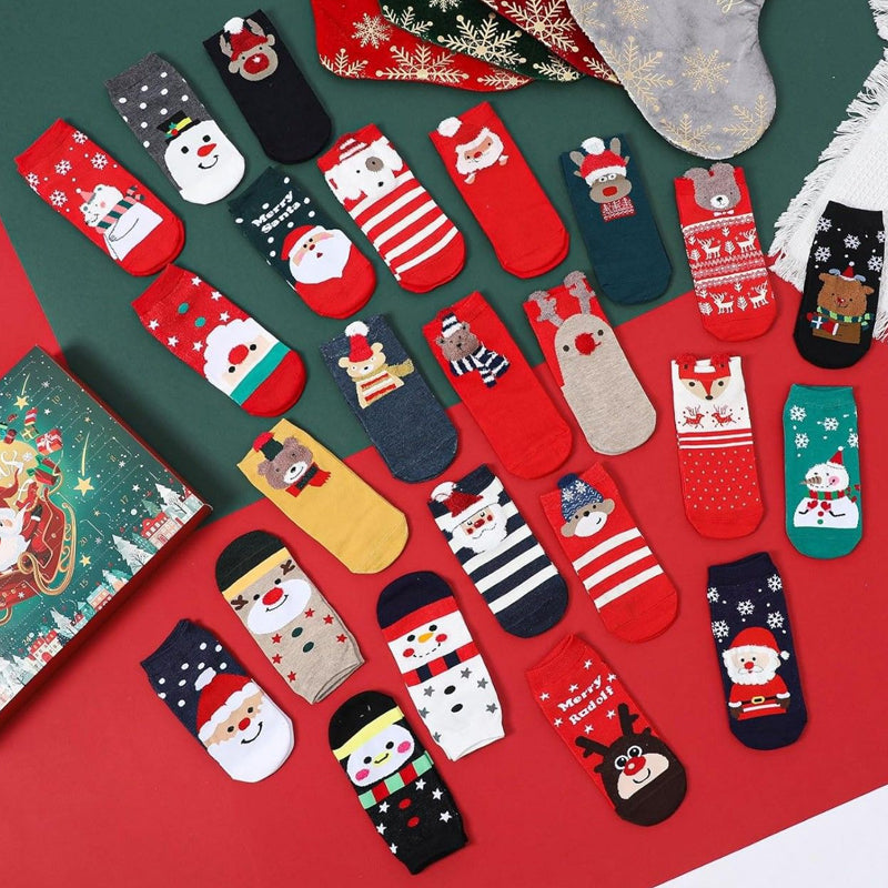 🎄🧦 50% OFF! Christmas Socks Advent Calendar – 24 Days of Festive Socks, Cute Designs for Kids & Adults!