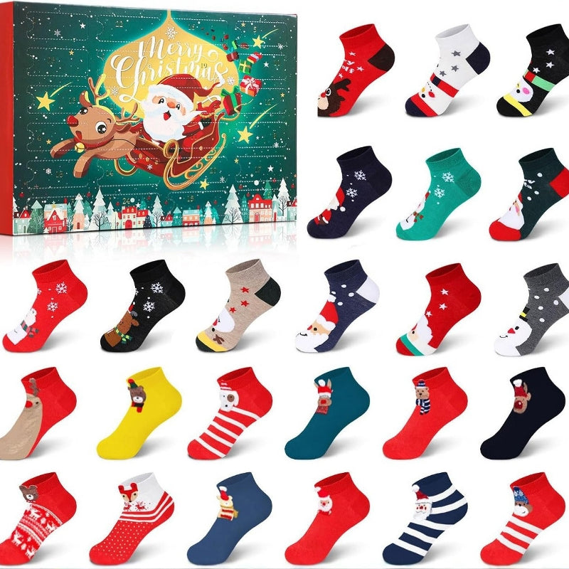 🎄🧦 50% OFF! Christmas Socks Advent Calendar – 24 Days of Festive Socks, Cute Designs for Kids & Adults!