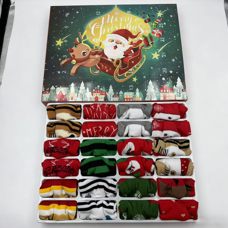 🎄🧦 50% OFF! Christmas Socks Advent Calendar – 24 Days of Festive Socks, Cute Designs for Kids & Adults!