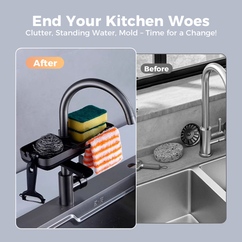 💧 Faucet Sink Drain Rack – Space-Saving Drainage & Storage, Perfect for Kitchen Utensils/Dishes