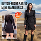 ✨ Button-Front Pleated Mini Blazer Dress – Sharp Tailoring & Playful Pleats, Perfect for Office & Dates!