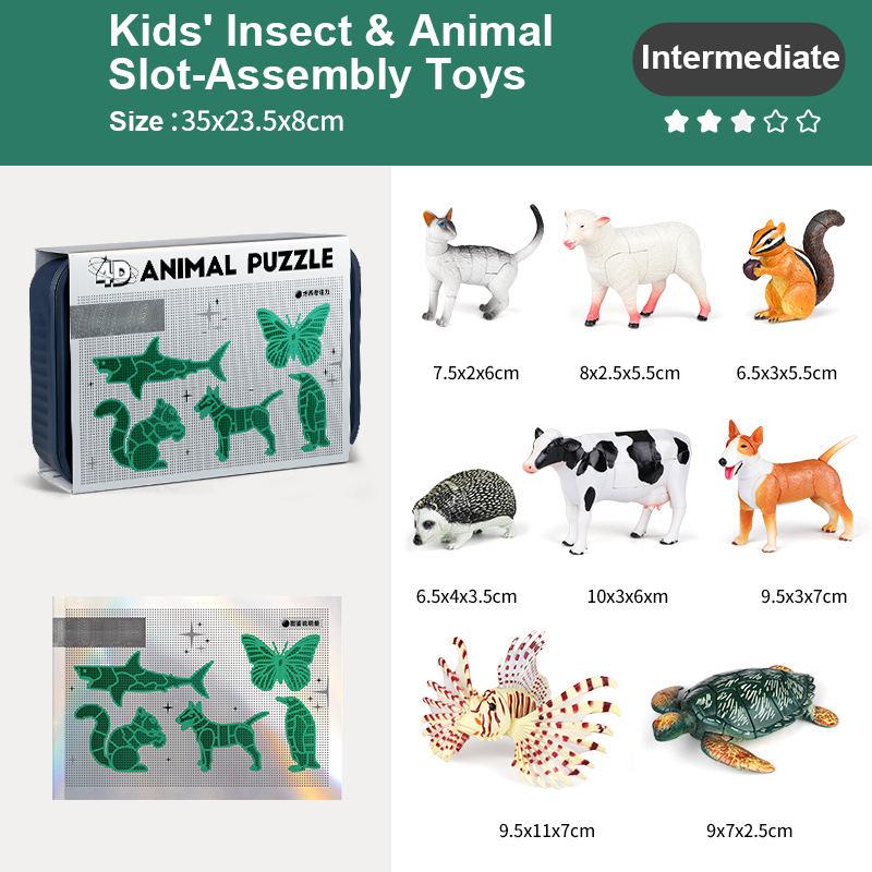 Kids' Insect & Animal Slot-Assembly Toys – Educational Cognitive Fun, Easy Snap-Together Design!