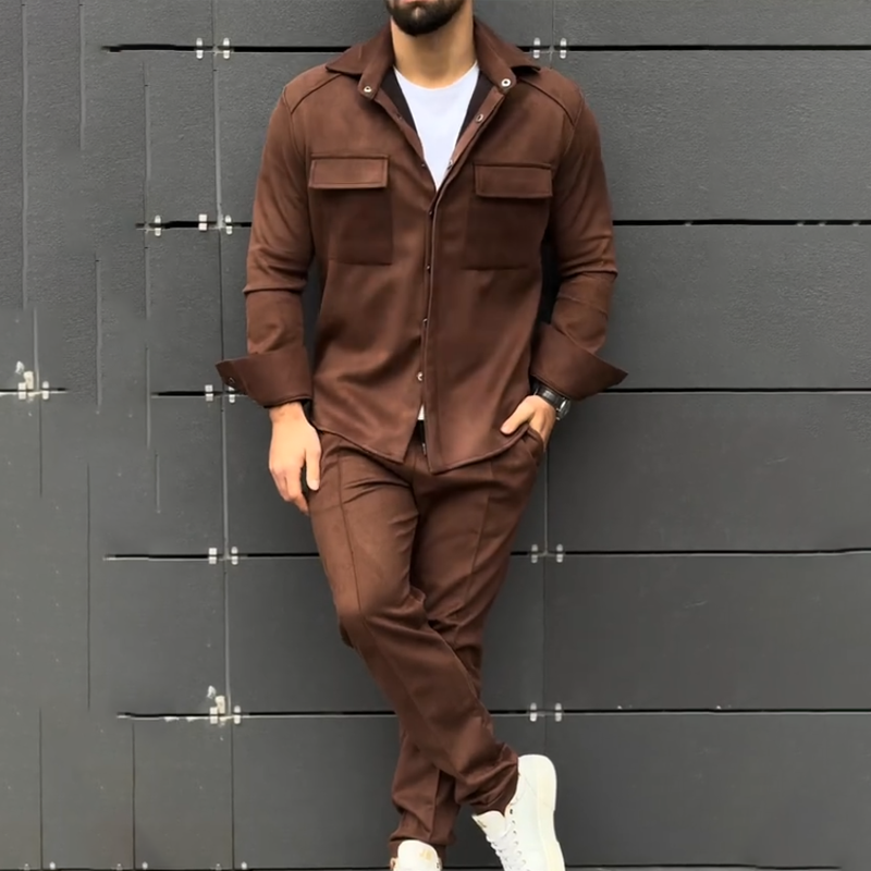 👕🩳 Men's Casual Shirt & Pants 2-Piece Set – Ready-to-Wear Outfit, No Fuss Matching! Comfortable