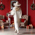 🦌 Festive Reindeer Side Slit Dress – Knit Comfort & Cute Holiday Print, Christmas Party Showstopper!