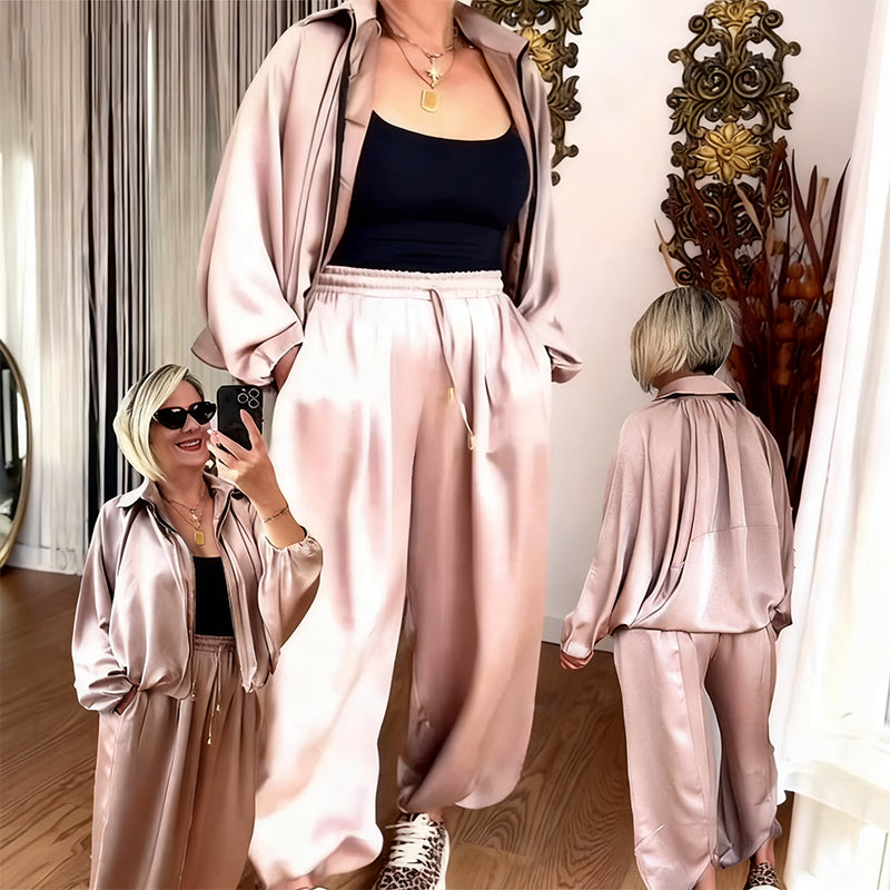 👗 Women’s Satin Lightweight Co-ord Set – Flowy Fabric & Versatile Design, Casual-Chic Essential!