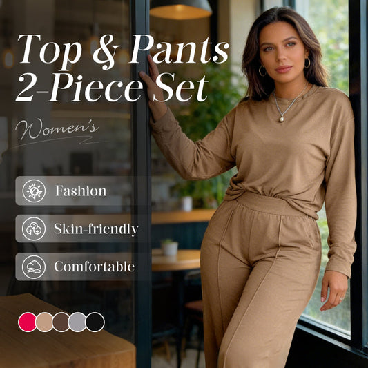 😌 Effortless Lounge Luxe | Long Sleeve Top & Pants Set | All-Day Comfort Combo ✨【Free Shipping】