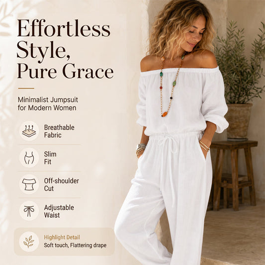 Neu eingetroffen✨🌸 Eleganter schulterfreier Jumpsuit mit weitem Bein