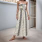 Damen-Jumpsuit mit großem Bein, trägerloser geometrischer Bedruckung
