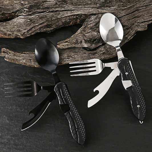 🛠️【Praktisches Geschenk】4-in-1 faltbares multifunktionales Outdoor-Besteck（Ideal für Camping, Wandern & Picknick）