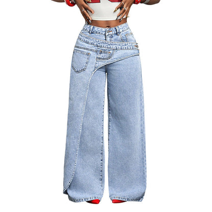 👖 50% RABATT! ⌛ Damen asymmetrische Weitbein-Jeans – Moderne Passform, bequem & vielseitig – Ideal für Alltag & trendige Looks ✨