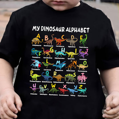 🔥🎁Neu: 52 % RABATT🔥Kinder-T-Shirt mit Dinosaurier- und Alphabet-Aufdruck