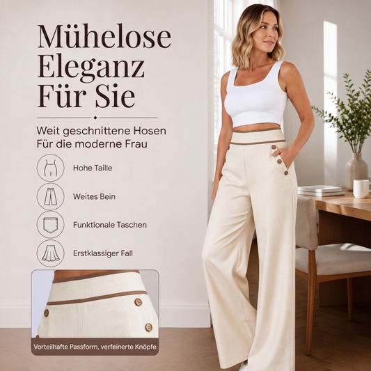 📦 Täglich 500+ Pakete versendet – der Wahnsinn! ✨Damen-Hochweitbund-Hosen mit kontrastierenden Besätzen