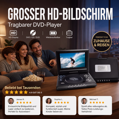 🥳2026 HEISSER VERKAUF🥳💞ÜBER 50.000 MAL VERKAUFT!📺✨ 50 % RABATT! 7,8 Zoll HD Tragbarer DVD-Player – Kristallklares Bild, integrierter Lautsprecher & AV-Ausgang. Spielt DVD/CD/USB/SD ab – perfekt für gemütliche Abende & Reisen! 🎬🎞️