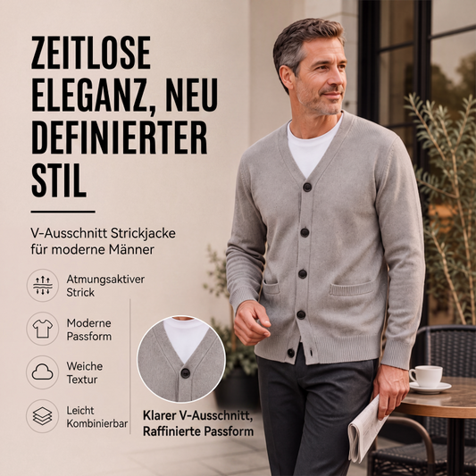 Strickcardigan mit V-Ausschnitt für Herren im lässigen Stil