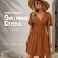 Women's Deep V-Neck Ruffle Sleeve Dress