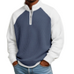 📢📢50%Rabatt!!!🎉✨Herren‑Waffelstrick‑T‑Shirt mit Viertel‑Reißverschluss, langarm, atmungsaktiv, bequemes Freizeitoberteil für Herbst und Winter
