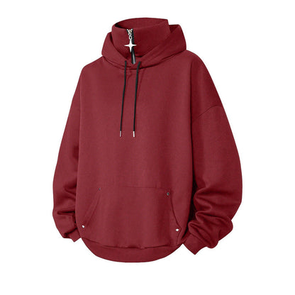 Herren Casual Hoodie mit hohem Kragen, lockere Passform