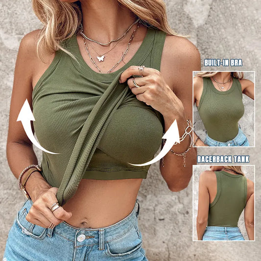 💖LAST DAY 65% OFF Ribbed💖Tank w/Shelf Bra|2 pieces and 10% 🔥 off