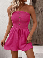 ✨ Bandeau pleated wide-leg jumpsuit | French lazy style