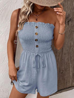 ✨ Bandeau pleated wide-leg jumpsuit | French lazy style